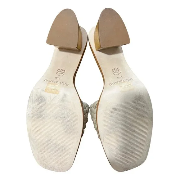 Bernardo Bethesda Woven Leather Beige Sandal Wood Block Heel Mule Womens Size 11 - Picture 5 of 8
